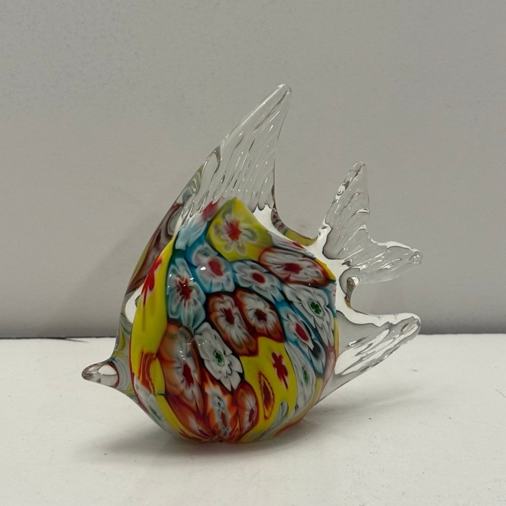 Murano style glass paperweight fish